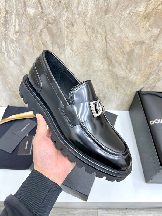 D Men's Buckle Leather Shoes