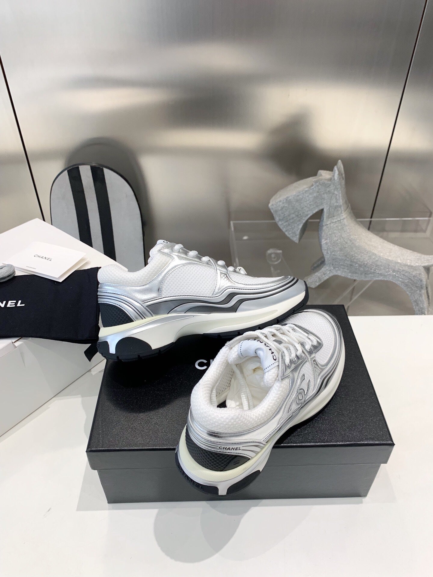 C Silver Explosion Sneakers