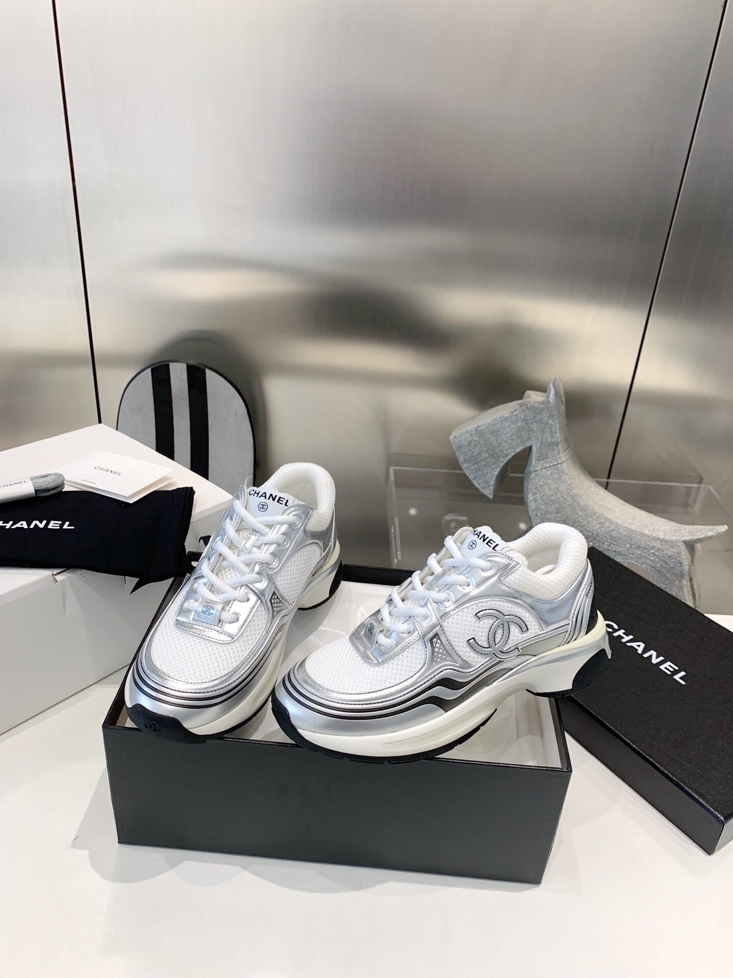 C Silver Explosion Sneakers