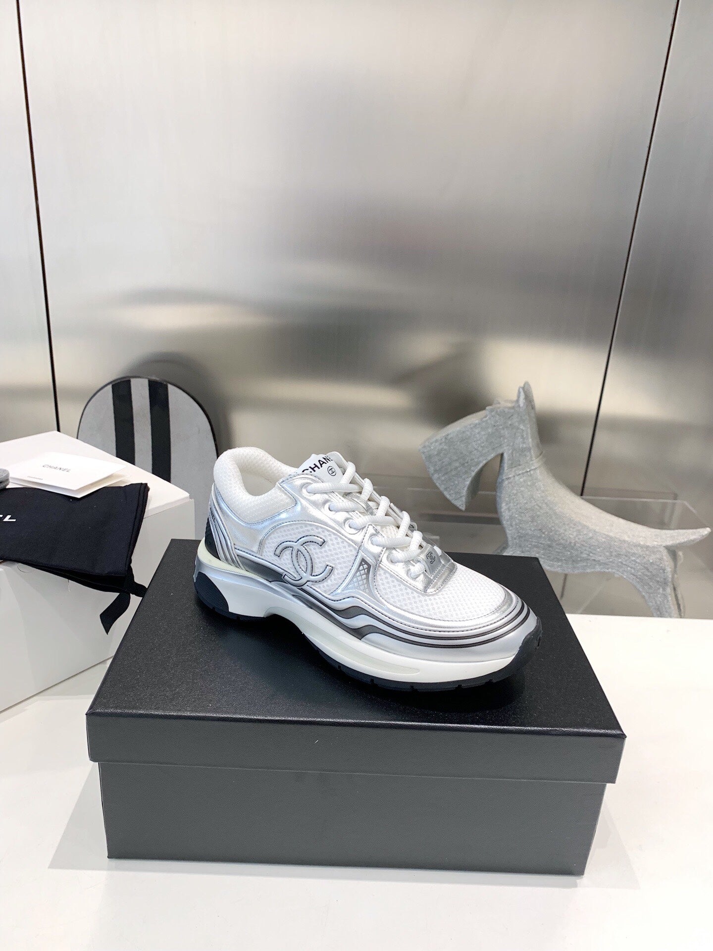 C Silver Explosion Sneakers