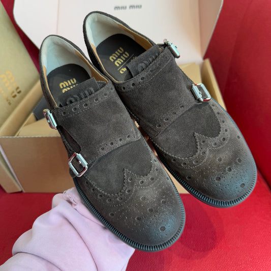 M Co-branded Brogue Sculpted Aged Suede Pumps