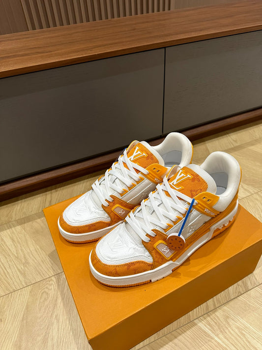 L  trainer white-orange sneakers