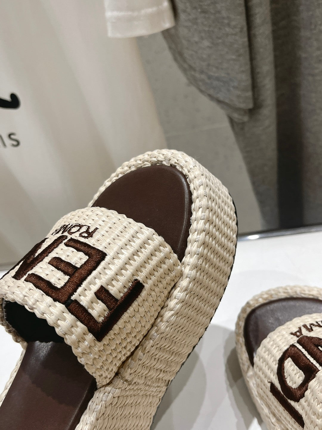 F Braided Upper Thick Sole Slippers