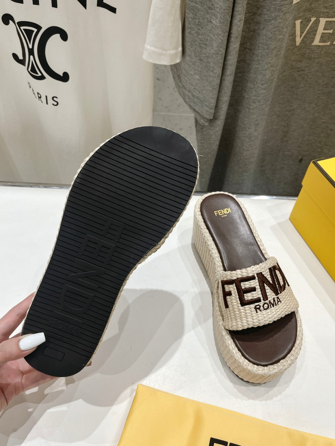 F Braided Upper Thick Sole Slippers