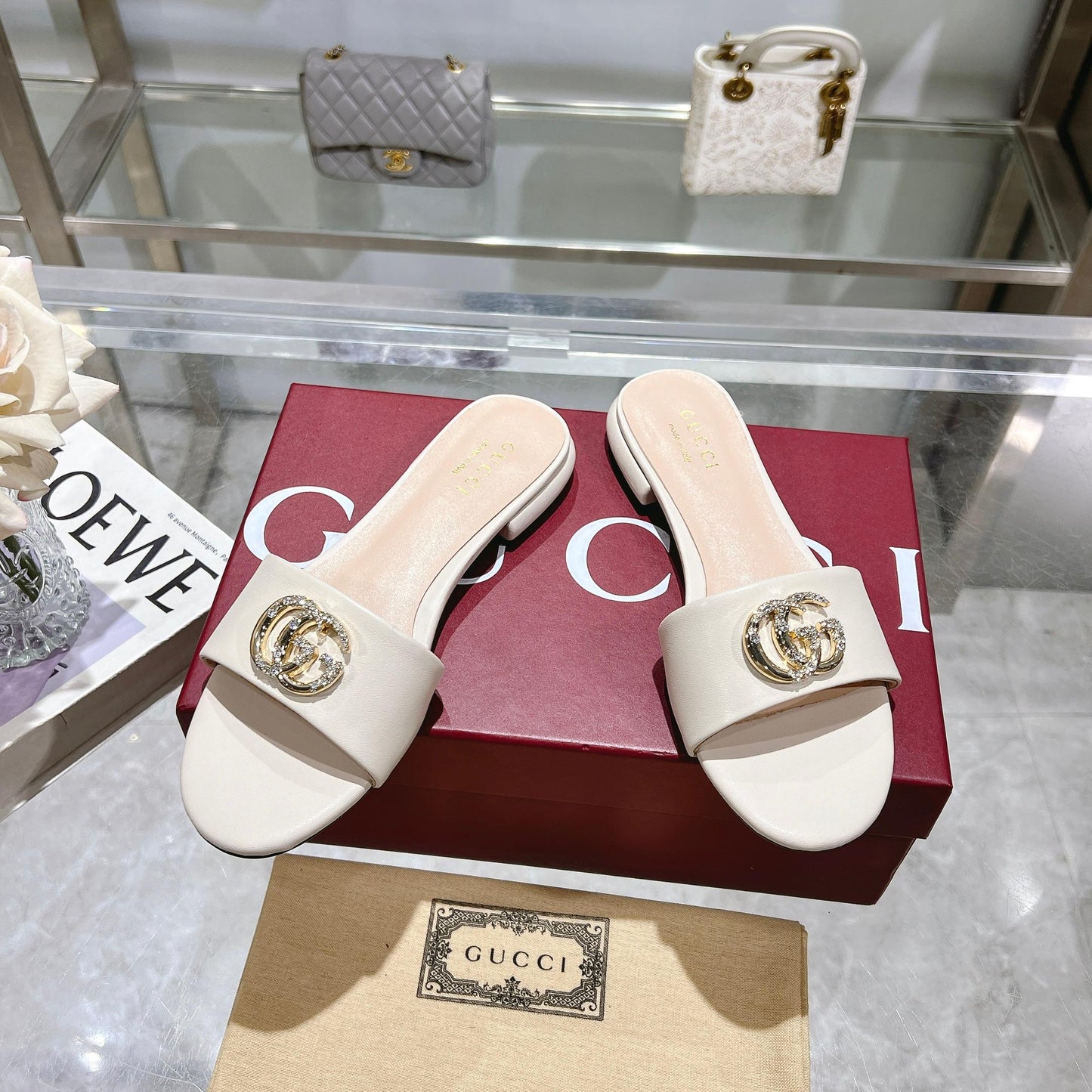 G 25 Diamond Slippers（White/Brown/Sliver/Pink）