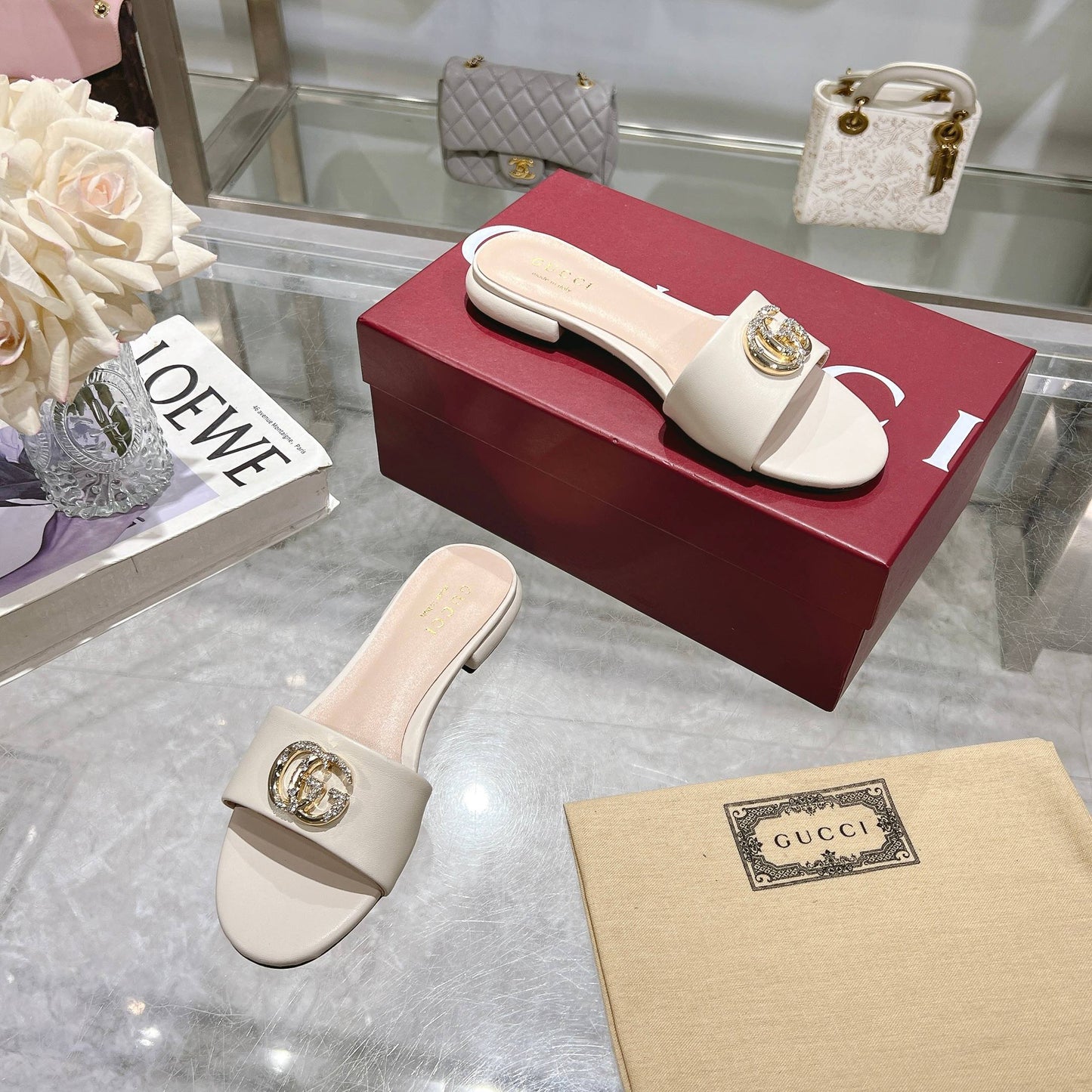 G 25 Diamond Slippers（White/Brown/Sliver/Pink）